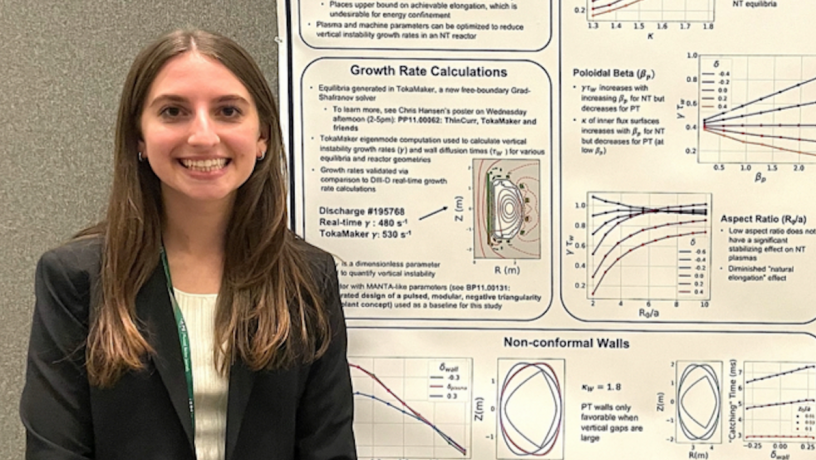 

Applied Physics undergraduate, Sophia Guizzo (Class 2025) received accolades for her presentation "Modeling the vertical stability of negative triangularity reactors,” which received a best undergraduate poster award.
